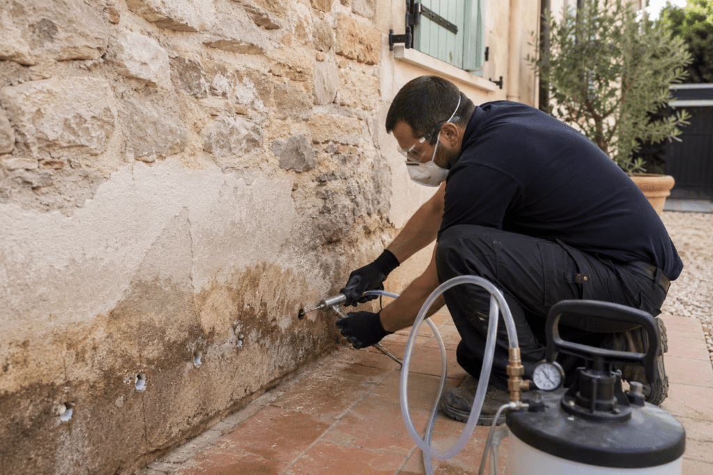 Traitement de l'humidité des murs par injection de résine dans une maison à Draguignan dans le Var