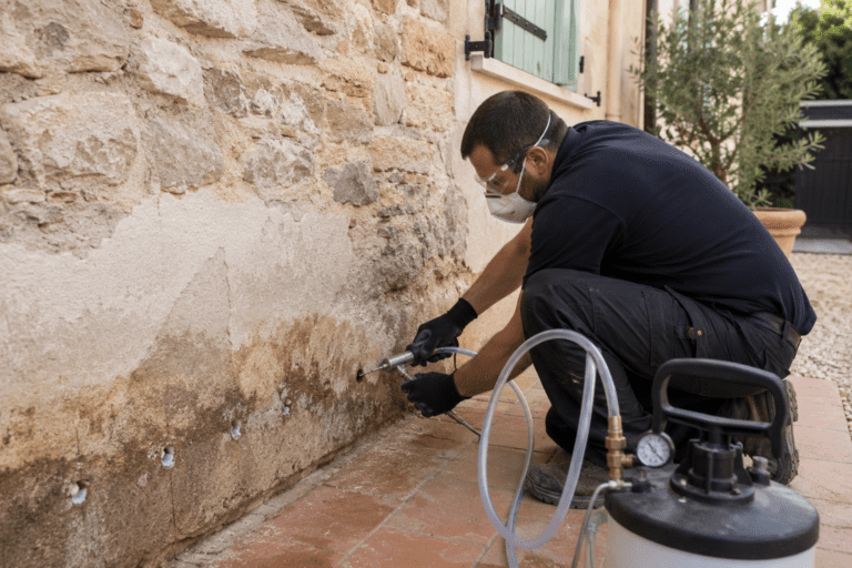 Traitement de l'humidité des murs par injection de résine dans une maison à Draguignan dans le Var